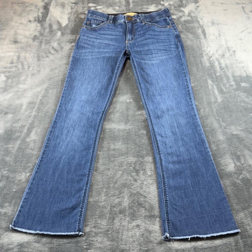 Democracy Ab Solution Flare Jeans Womens 4 Blue Medium Wash Raw Hem B2615IEURXX